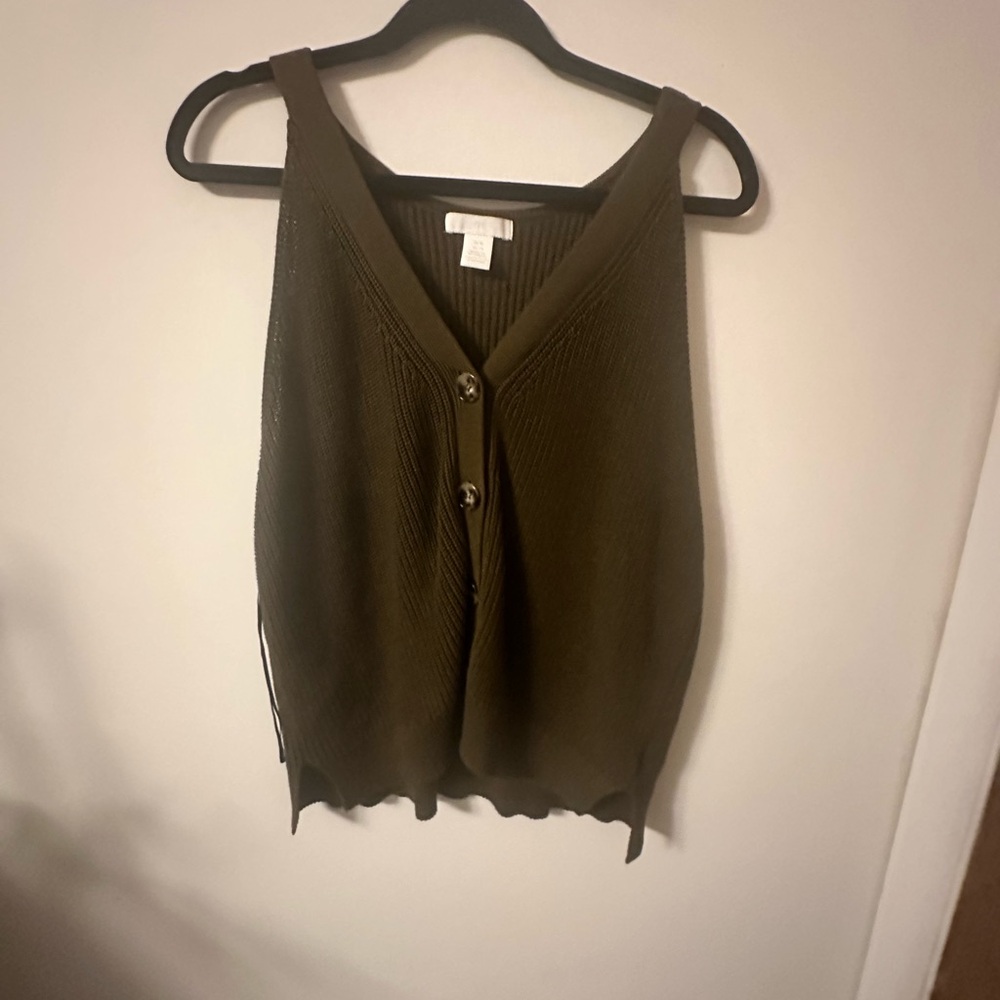 Green Sweater/Cardigan Tank